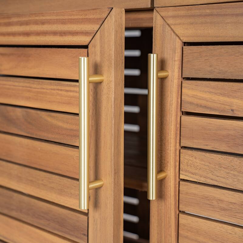 Christopher Knight Home - Cypress Outdoor/Indoor Acacia Wood Patio Storage Cabinet with Ventilated Slat Doors & Drawers