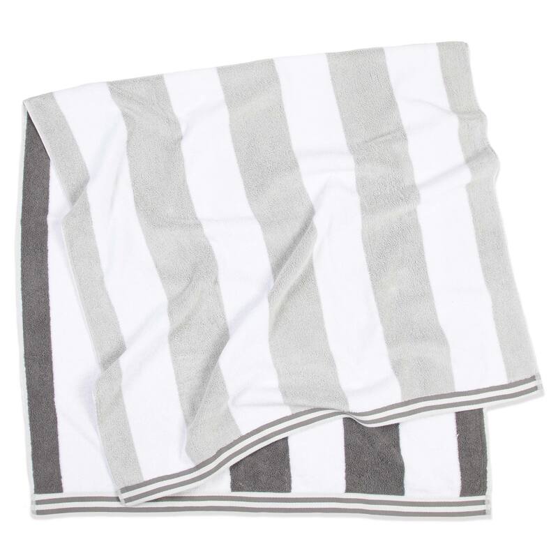 Aston & Arden Striped Reversible Oversized Beach Towel - 35x70 - Light Grey/Dark Grey