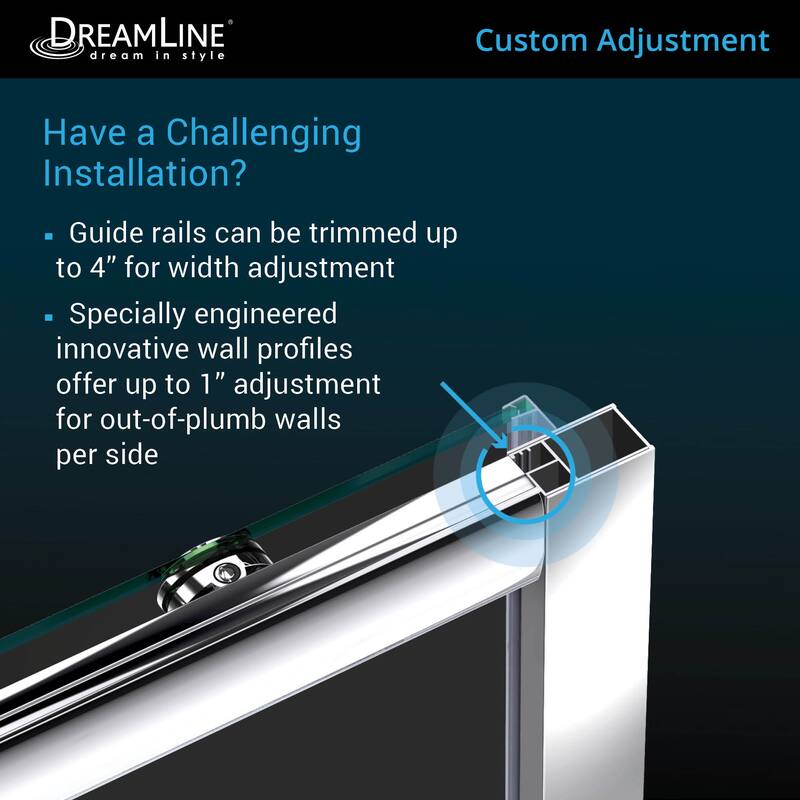 DreamLine Infinity-Z 56-60 in. W x 72 in. H Semi-Frameless Sliding Shower Door, Frosted Glass