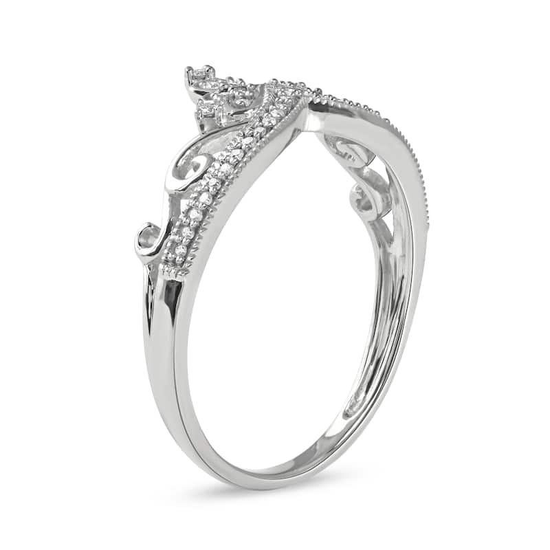 IGI Certified 1/8ct TDW Diamond Crown Wedding Ring in 10K Gold for Women