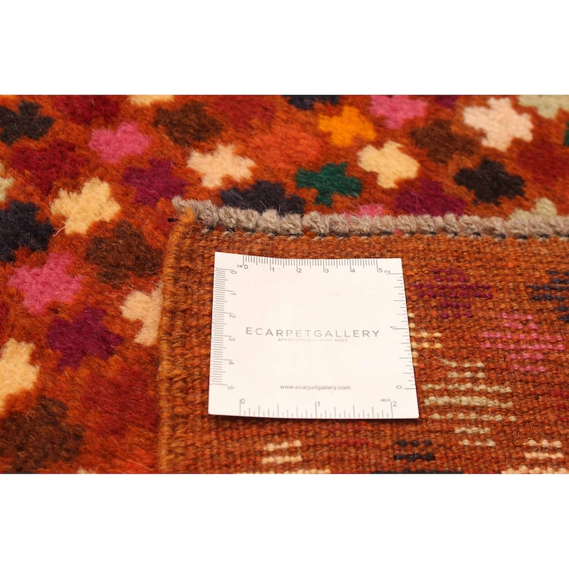 ECARPETGALLERY Hand-knotted Afghan Multi Color Wool Rug - 2'9 x 9'6