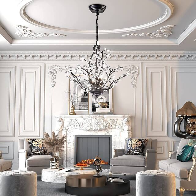 Maxax 4 - Light Unique Classic / Traditional Chandelier with Crystal Accents - MX19046-4-P