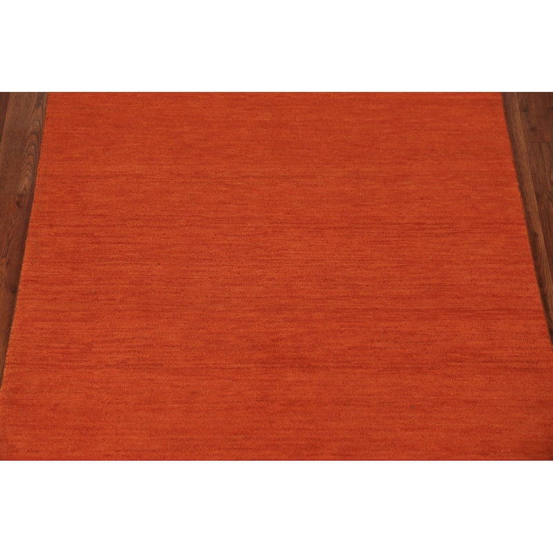 Orange Modern Gabbeh Oriental Rug Handmade Wool Carpet - 3'4" x 6'5"