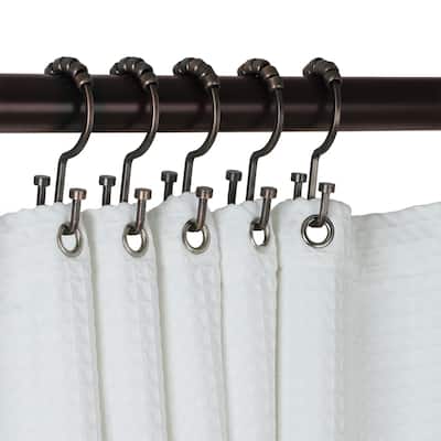 Utopia Alley Deco Flat Double Roller Shower Curtain Hooks, Oil Rubbed Bronze - Oil Rubbed Bronze