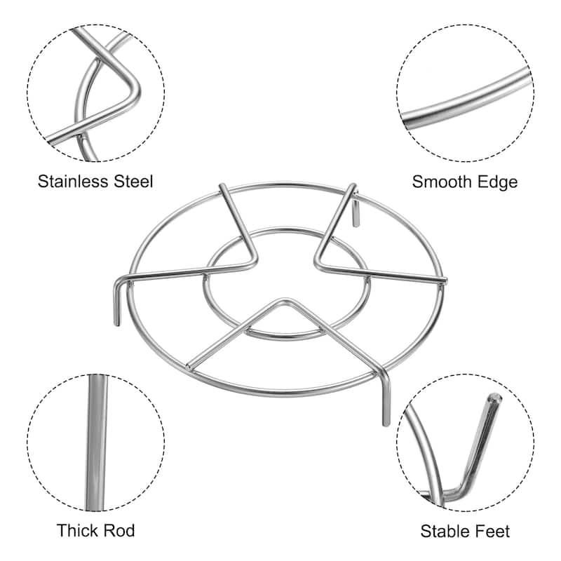 Steam Rack 6.3" Dia Metal Trivets for Cooker Silver (1.2" Tall)