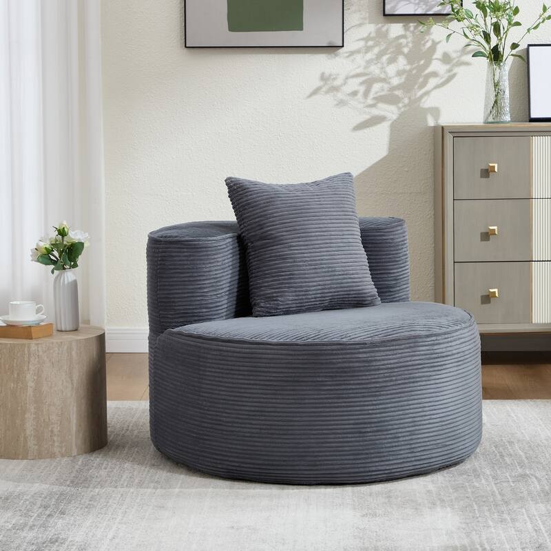 Plush Lounger Soft Sofa No Assembly Required - Dark Grey