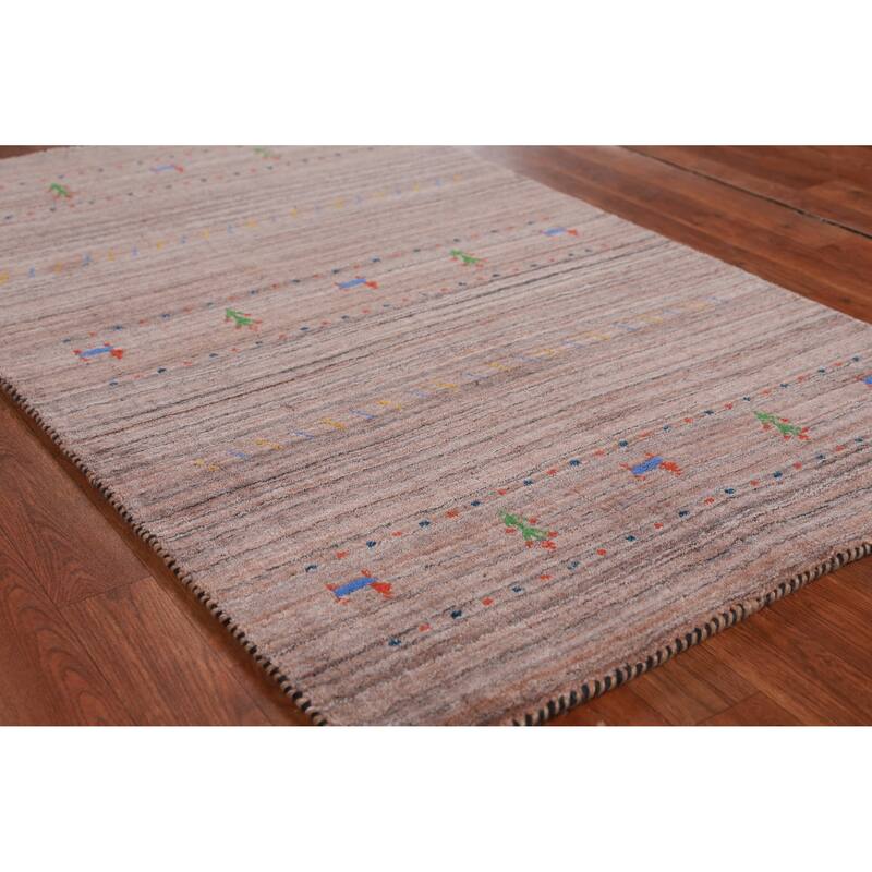 Hand Knotted Oriental 100% Wool Carpet Tribal Animal Pictorial Multi-Colored Gabbeh Area Rug - 4' 10'' X 3' 1''