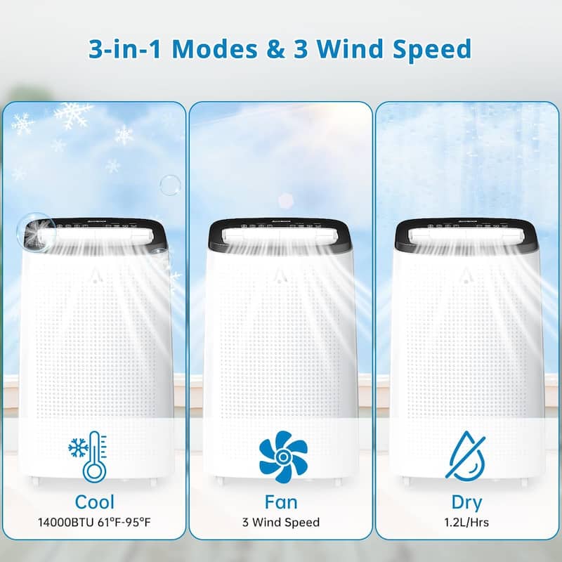 14000btu Air Conditioner Portable for Room up to 700 Sq. Ft