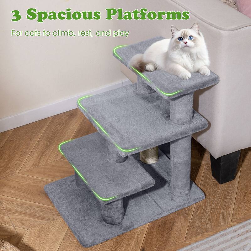 Gymax 2-in-1 Cat Tree Tower Pet Steps w/ Scratching Posts Hanging Toy