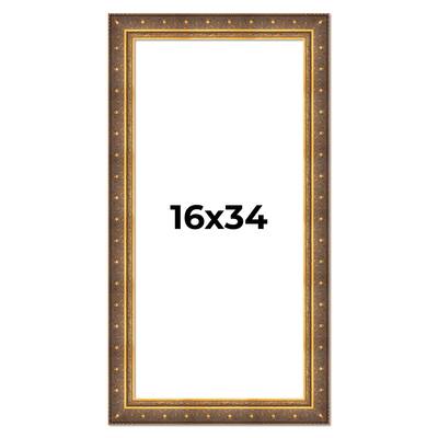 16x34 Frame Vintage Gold Solid Wood Picture Frame | 2.5 Inch Moulding