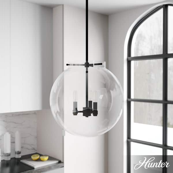 slide 2 of 6, Hunter Sacha 3-Light Globe Pendant - Kitchen Island, Dining Room, Entry - Contemporary, Transitional Natural Iron