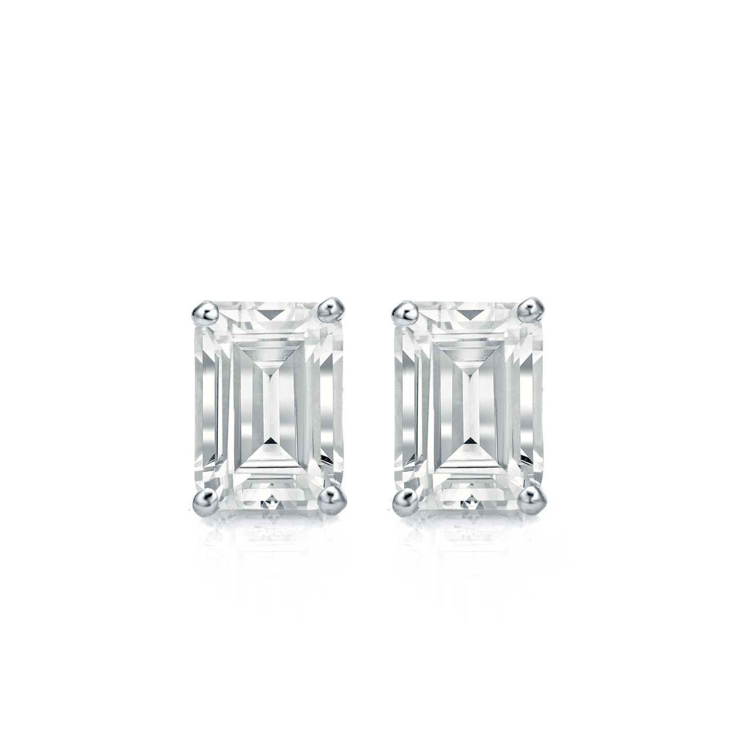 Auriya 14k Gold Lab Grown Emerald Diamond Stud Earrings 0.50 to 5.00 ct. tw. 4-Prong Basket Push-Back (E-F VS)