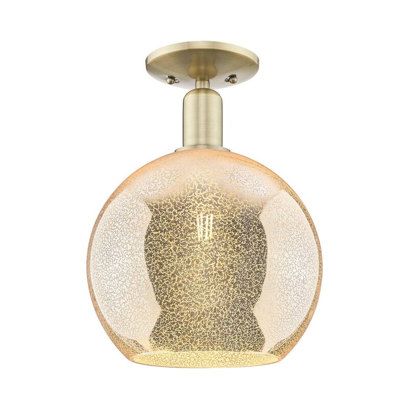 Innovations Lighting 716-1C-14-10 Athens Semi-Flush Athens 10" Wide - Antique Brass / Mercury