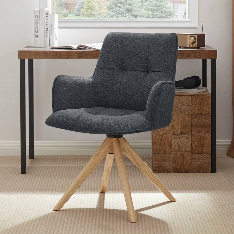 Art Leon Swivel Wood Accent Arm Chair