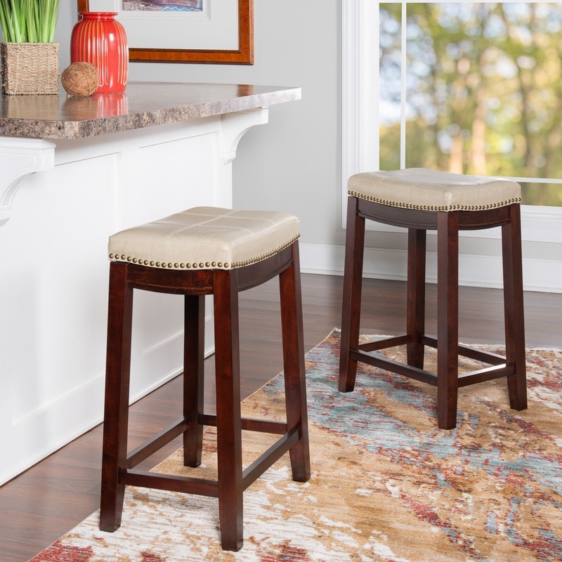 Linon Willamette Backless Saddle seat Counter Stool On Sale