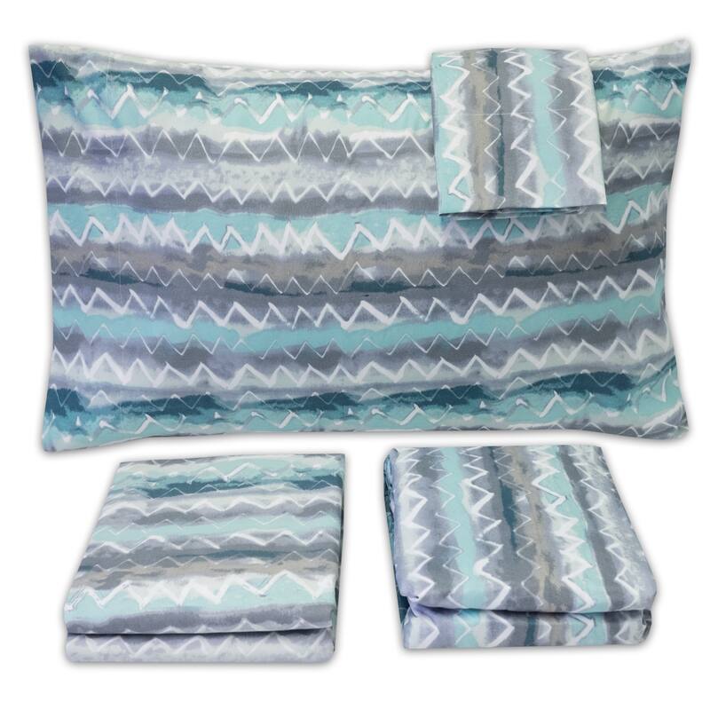 Sweet Home Collection Summerset 4 Piece Printed Sheet Set, Double Brushed Microfiber