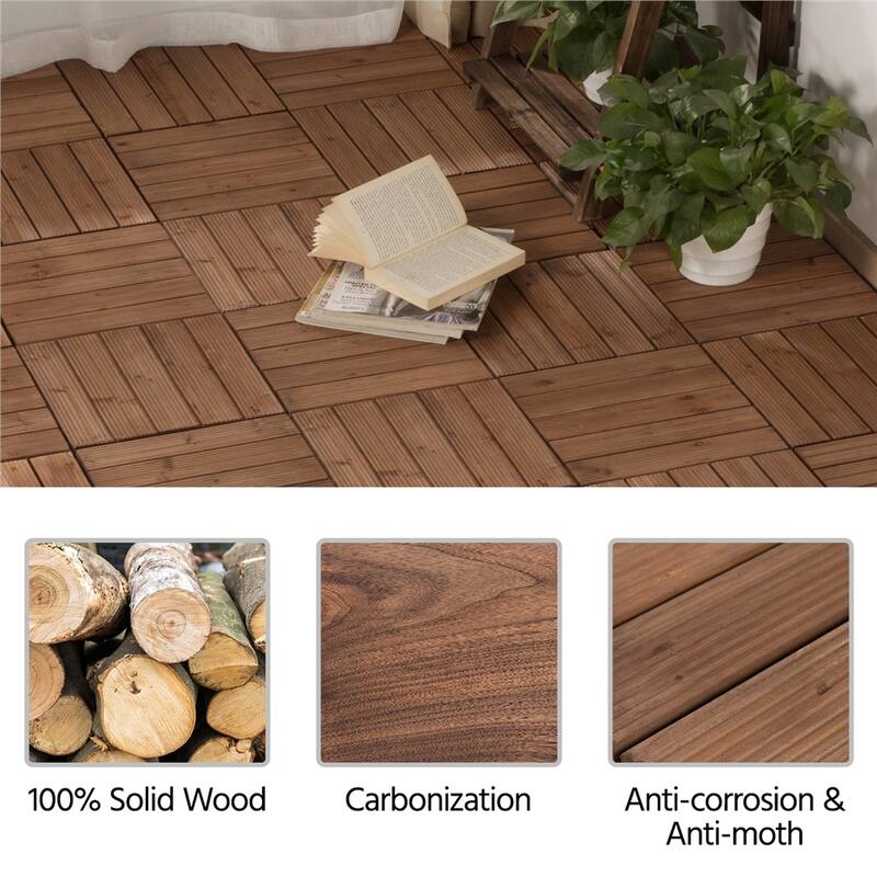Yaheetech 27pcs 12"x12" Tiles for Patio Garden for Indoor & Outdoor