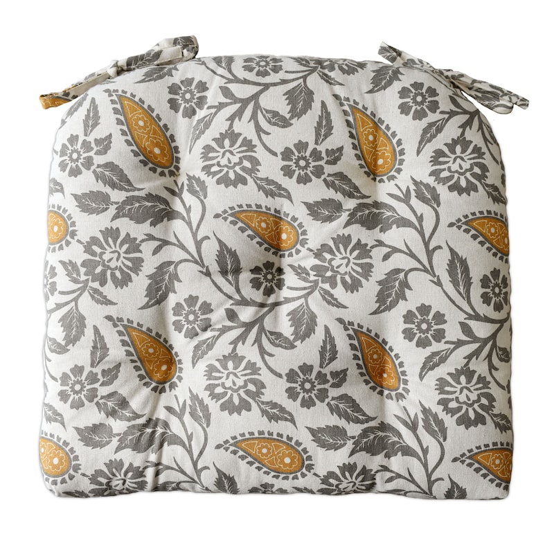 Handmade Cotton Chair Seat Pads Cushions - Comfortable Pad with Ties (16''x16'') 3'' Thick - 16''x16'' - Mustard