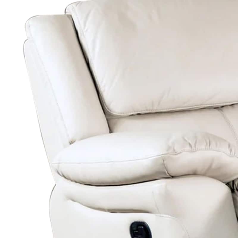 Larus Manual Loveseat, Off-White Leather Match, Pillow Top Arms, 60 Inch