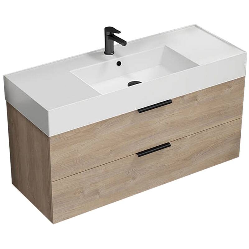 Nameeks Derin-4818-W Derin 48" Wall Mounted Single Basin Vanity Set - Brown Oak - Oak Finish