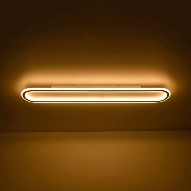 Scandinavian Linear Wood Ring Dimmable LED Flush Mount Light