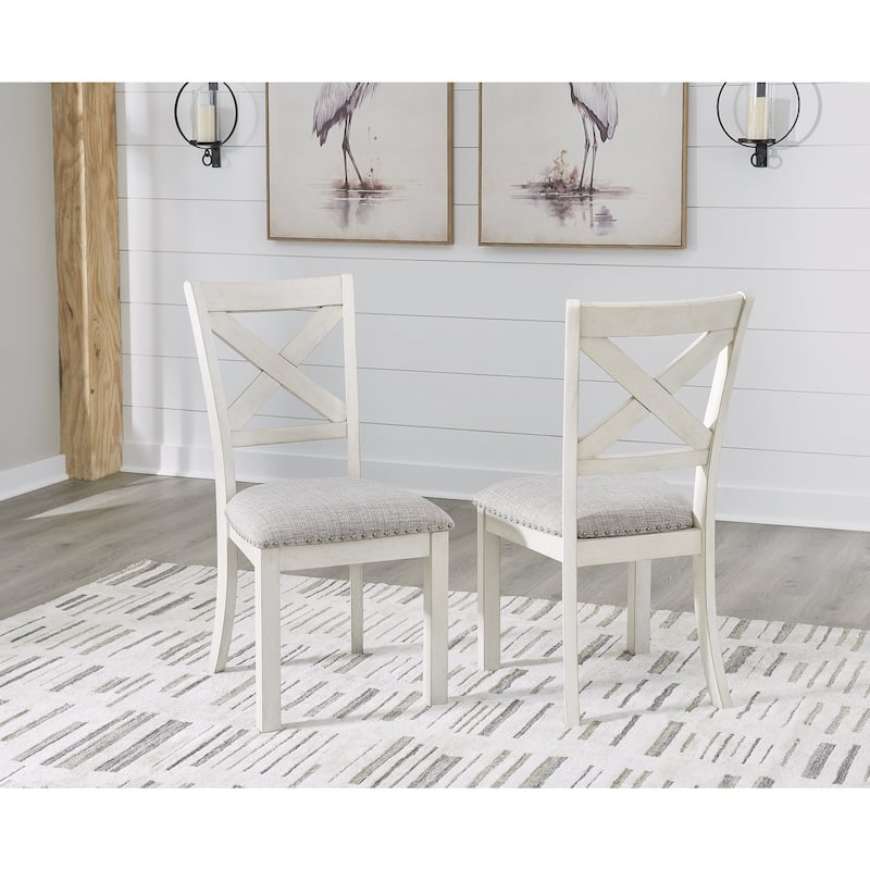 Signature Design by Ashley Robbinsdale Antique White Dining Chair - 19.75" W x 23.75" D x 39" H - Set of 2 - 19.75" W x 23.75" D x 39" H - White - Short