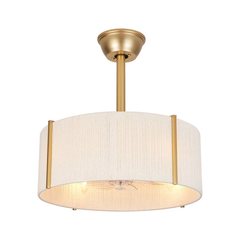 4-Light Modern Farmhouse Drum Ceiling Fan Lighting with 7 Clear ABS Blades and Remote Control - 19.29 in. W × 7.48 in. H