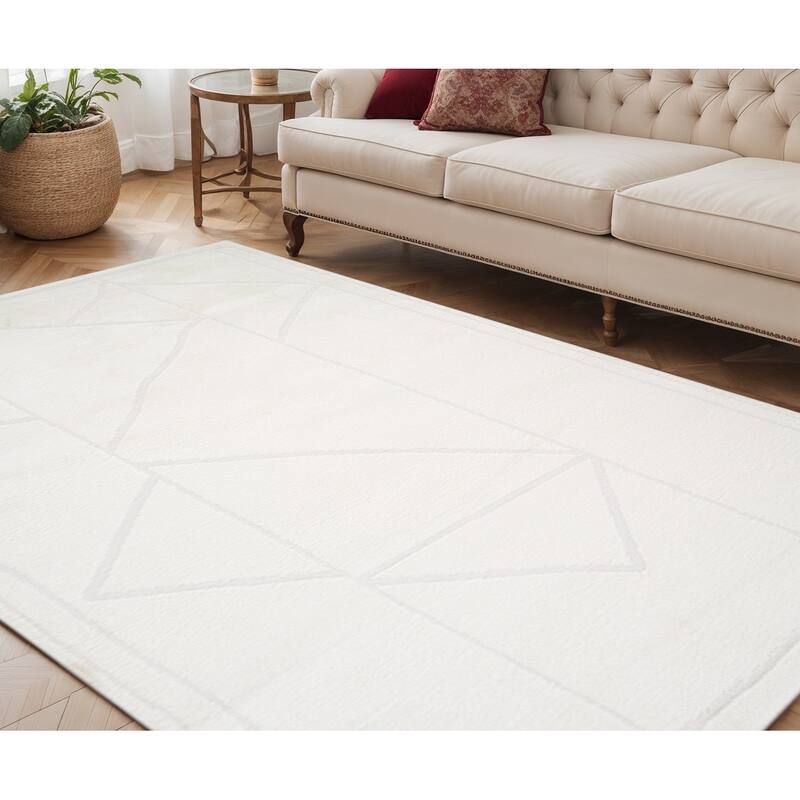 HomeRoots Geometric Rectangle Area Rug - 90.00 in. x 60.00 in.  x 0.60 in.