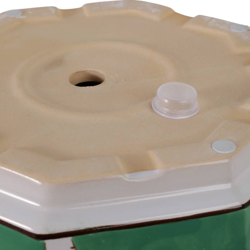 Ceramic Planters With Floral Embossing - Set of 2, Green