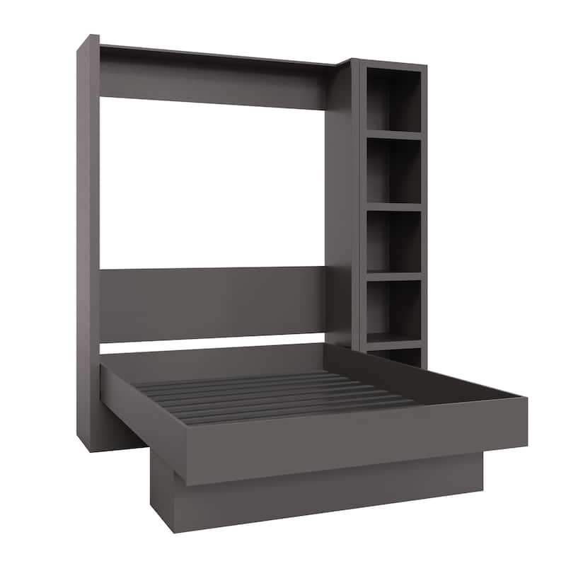 Easy-Lift Queen Murphy Wall Bed with Bookshelf