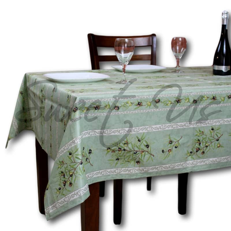 Wipeable Spill Resistant Provencal Cotton Cannes Collection Tablecloth