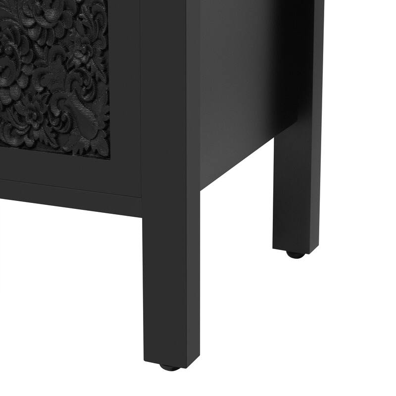 Retro TV Stand for TV up to 43 Inches with 3 Cabinets & Glass Doors - 47.2" D x 13.9" W x 30" H