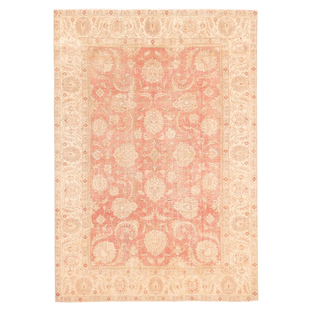 ECARPETGALLERY Hand-knotted Antalya Vintage Light Red Wool Rug - 7'4 x 10'7
