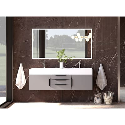 Amazon 60" Wall Mounted Bathroom Vanity Set w/ White Top