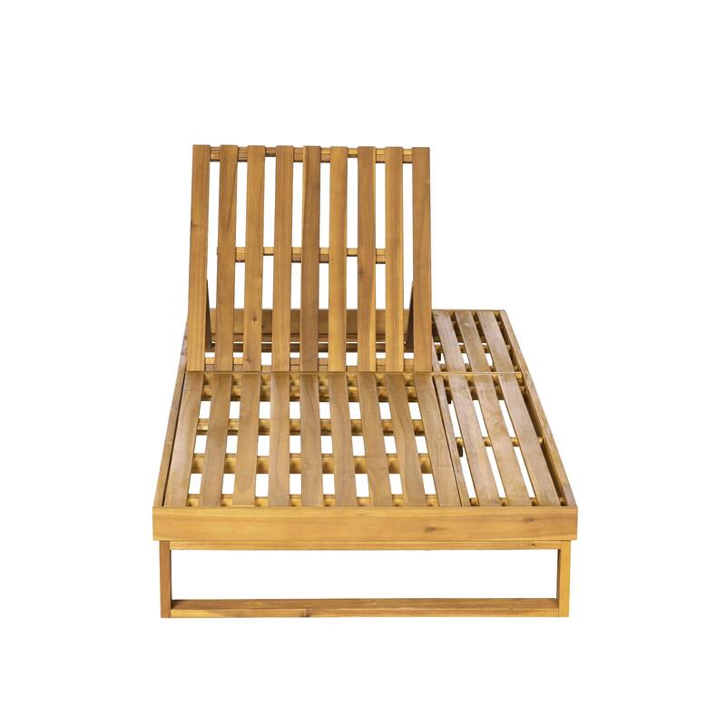 Christopher Knight Home - Modern Outdoor Acacia Wood Chaise Lounge with 4-Position Adjustable Backrest & 3-Fold Cushion