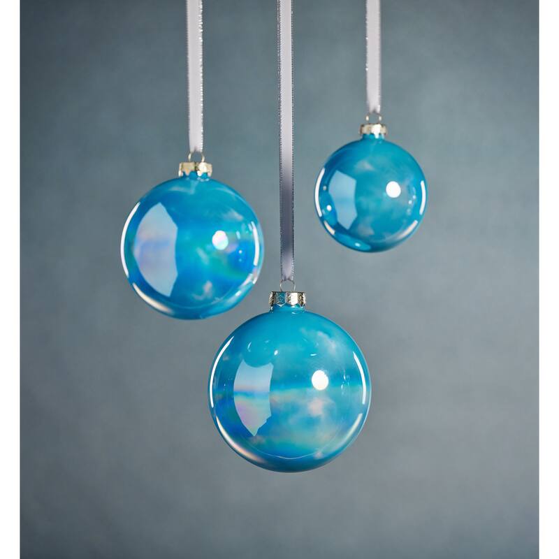 Solid Luster 4.75" Glass Ball Ornaments, Set of 4