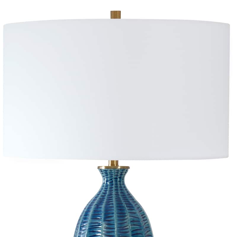 Ceramic Table Lamp with White Round Shade - 28.75" - Blue