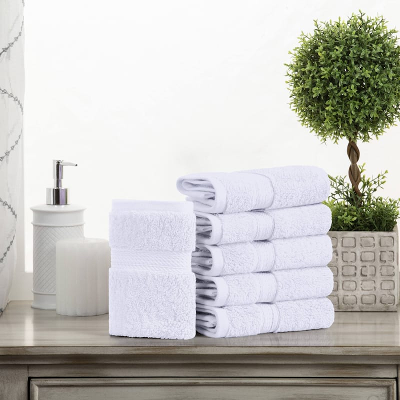 Superior Egyptian Cotton Pile Heavyweight Face Towel Set of 6 - White