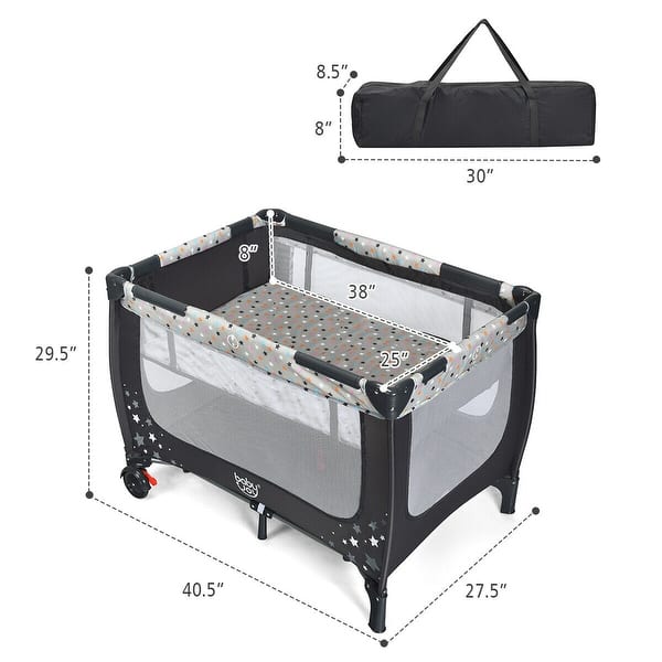 Gymax Portable Baby Playard Playpen Nursery Center w/ Mattress - See Details