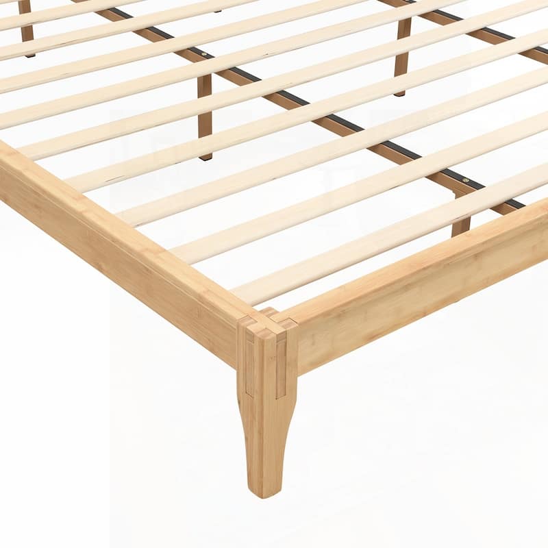 12 Inch Solid Dry Bamboo Wood Platform Bed Framewith Wood Slat Support,