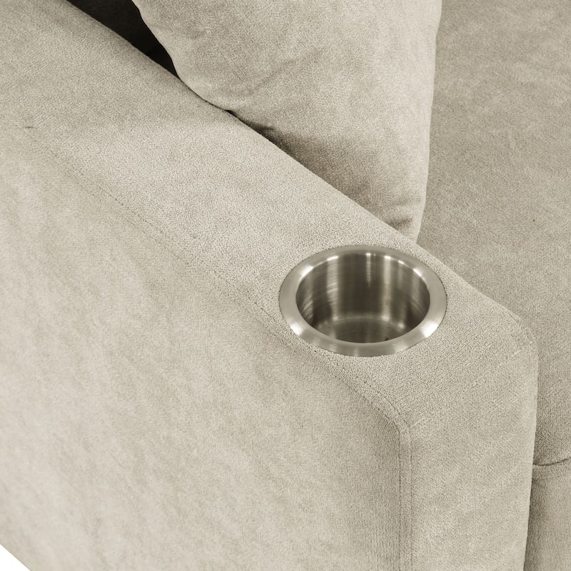 Furniture of America Durem Modern Space-Saving Sleeper Sofa Sectional with Cup Holders