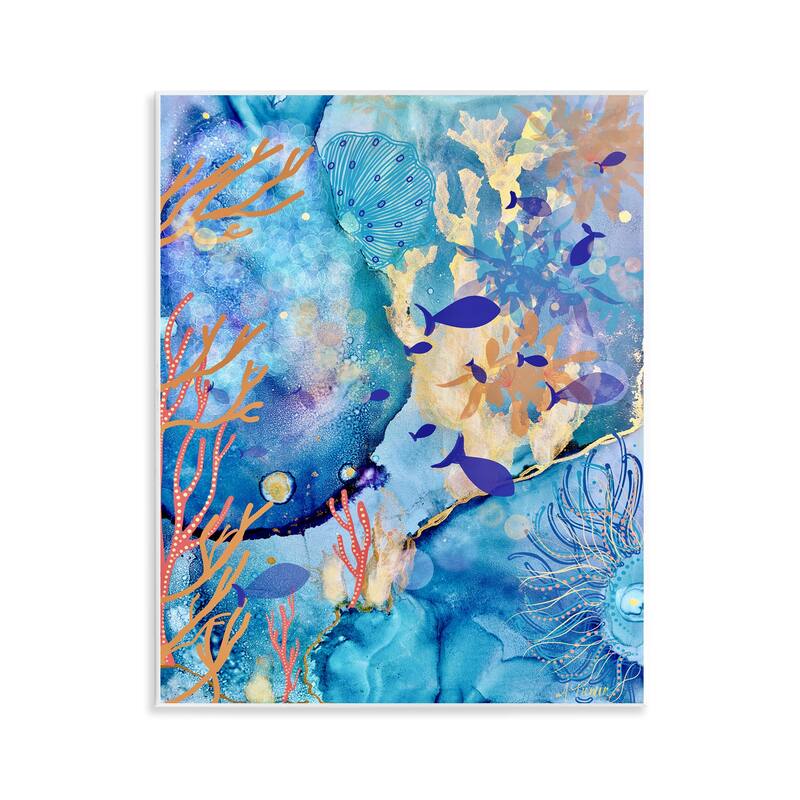 Stupell Coral & Sea Life Collage Wall Plaque Art Design By Amy Tieman - 11 x 14