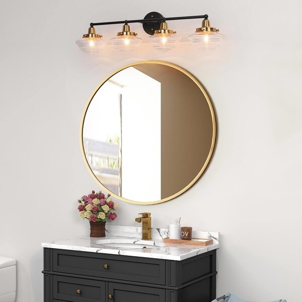 1 2 3 4 Light Modern Black Gold Bathroom Vanity Light Schoolhouse Glass Wall Sconce Bed Bath Beyond 36098094
