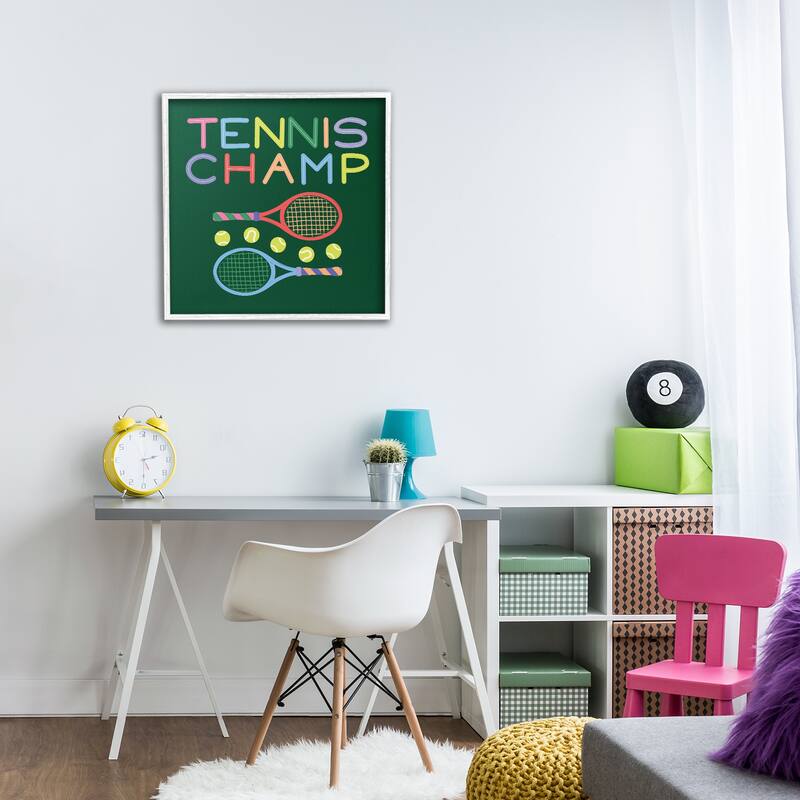 Stupell Tennis Champ Racket & Balls Framed Giclee Art Design By Sazerelli Designs