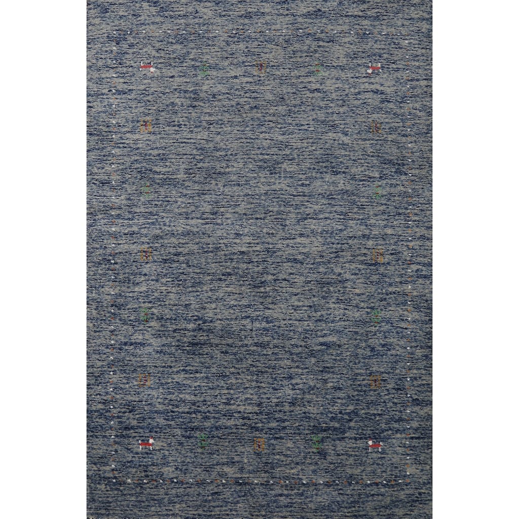Hand Knotted Oriental 100% Wool Carpet Tribal Stripe Navy Blue & Blues Gabbeh Area Rug - 5' 10'' X 3' 11''