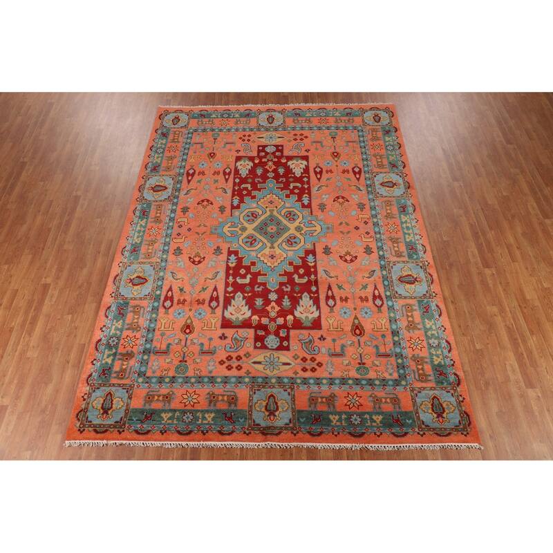 Tribal Geometric Kazak Oriental Area Rug Handmade Wool Carpet - 8'8" X 11'8"