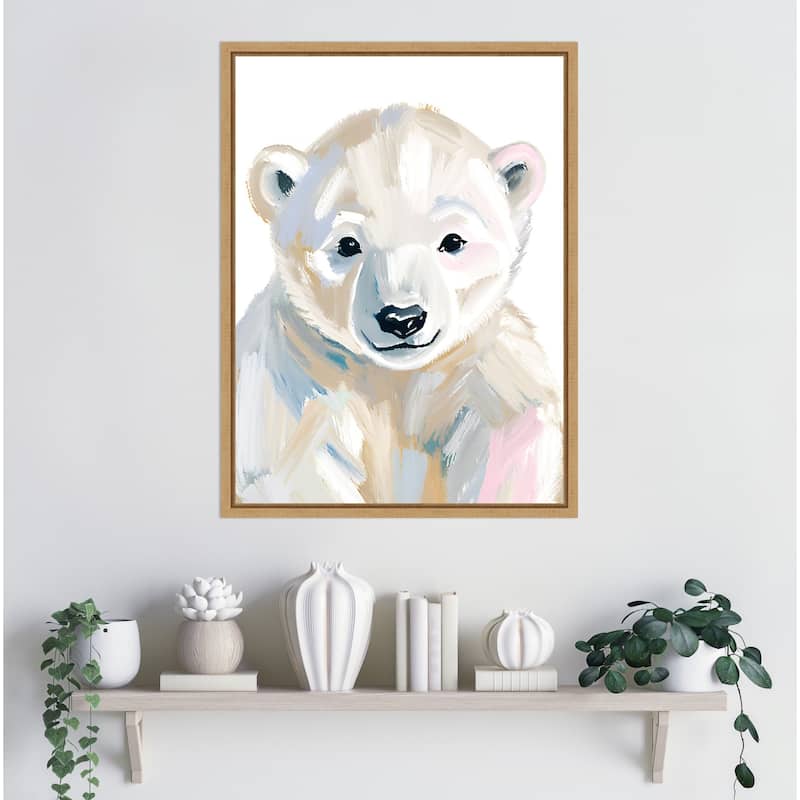 Polar Bear Cub by Ohkimiko Framed Canvas Wall Art