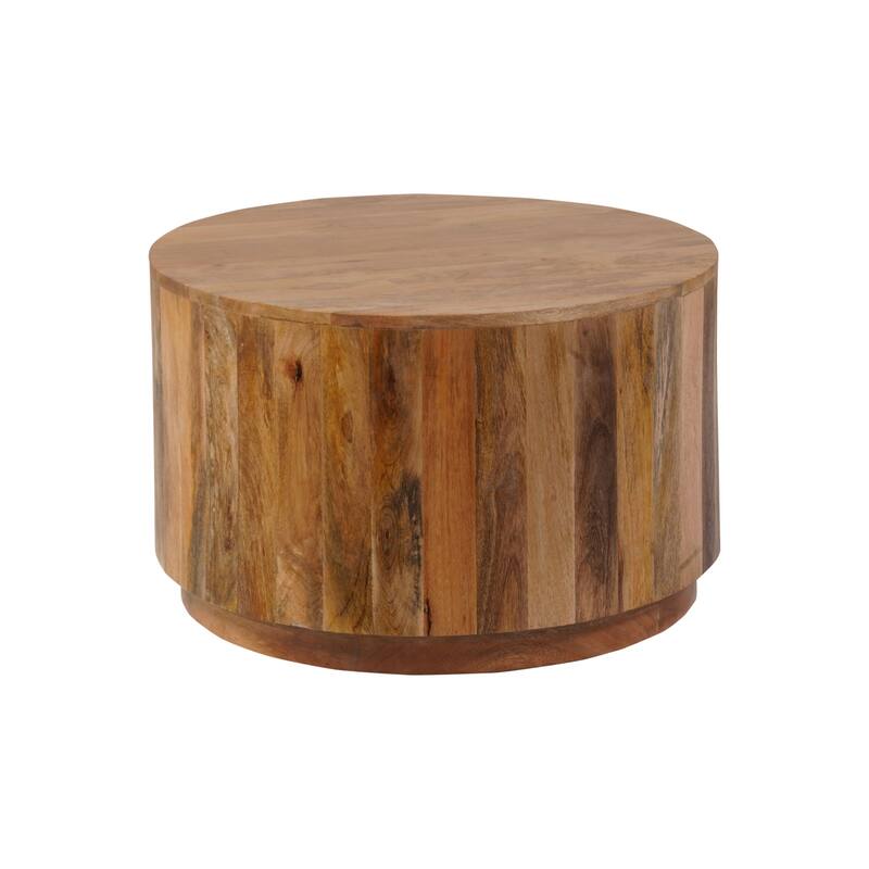 Solid Round Wooden Coffee Table - 30" - Brown