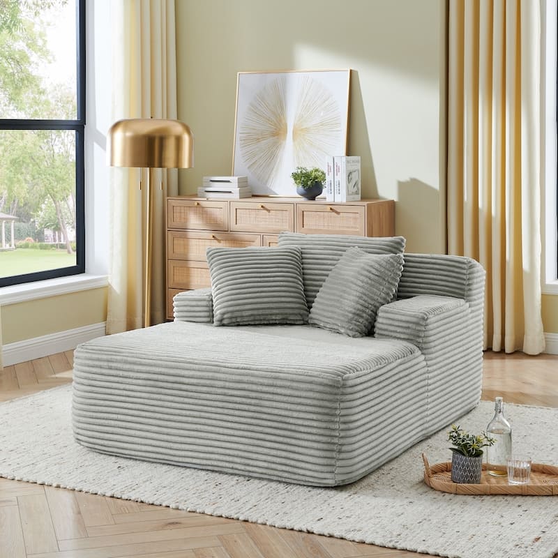 Modern Velvet Fabric Single Lazy Sofa Lounge Chair - Grey