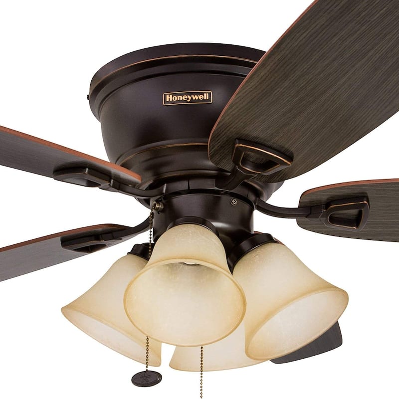 52" Honeywell Glen Alden Oil Rubbed Bronze LED Indoor Ceiling Fan with Light & Pull Chain
